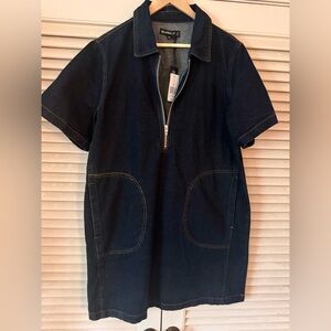 NWT ADORBS AF ZIP FRONT DENIM MINI DRESS FROM BLANK NYC SZ XL ORIG $128
